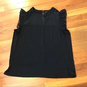 Worthington black ruffle cap sleeve top